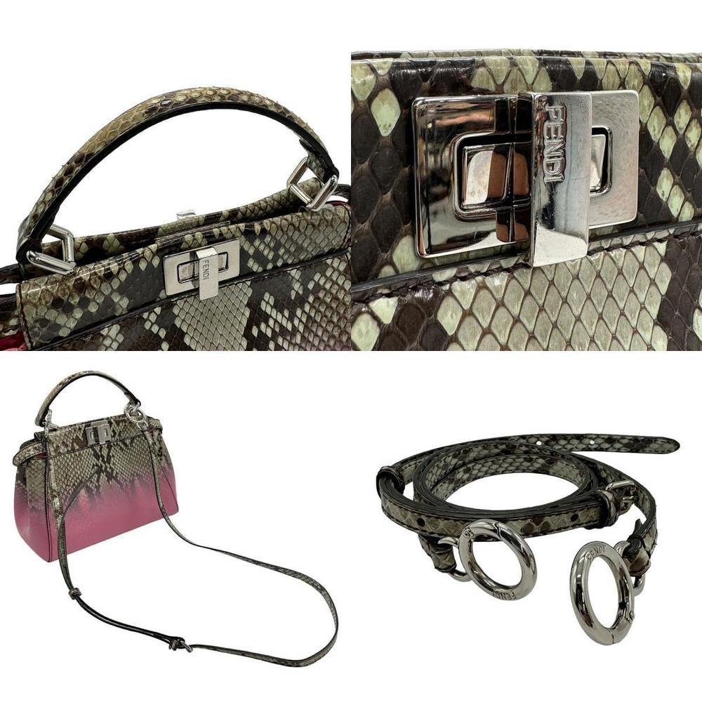 Fendi Mini Peekaboo Shoulder Bag Python Pink - image 4
